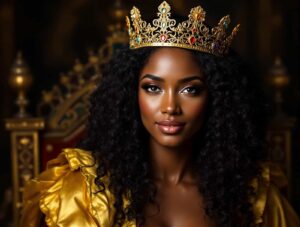 femme noire avec couronne